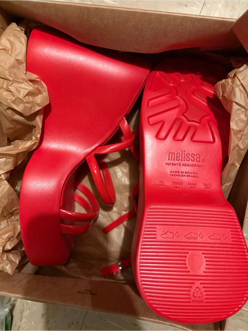 Melissa Red Platform Wedge Sandals - Women's Strappy Heels